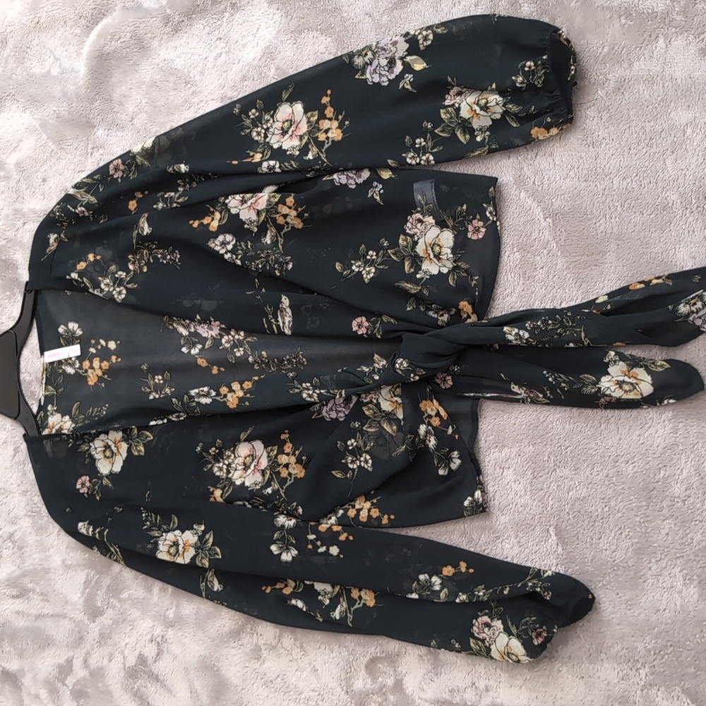 Floral Sheer Tie-Front Top